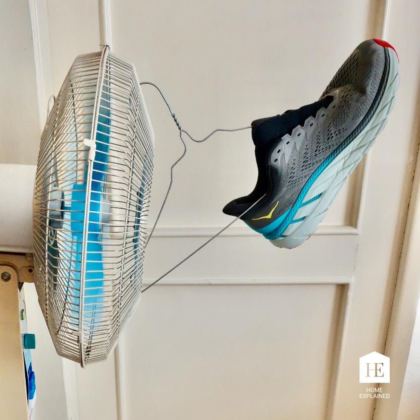 Use a fan to dry your running shoes